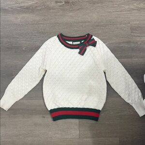 Gucci White Sweater with Red and Green Trim